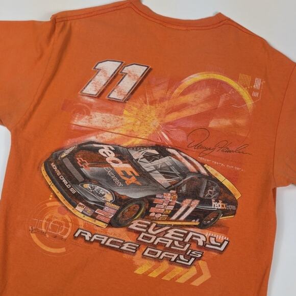 Fedex Nascar #11 Race Day Denny Hamlin Orange Vintage Shirt Size Medium - Picture 7 of 7